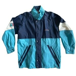 Vintage 90s‎ REGATTA SPORT Color Block Sailing Jacket Wind Rain Coat Hood Zip Up